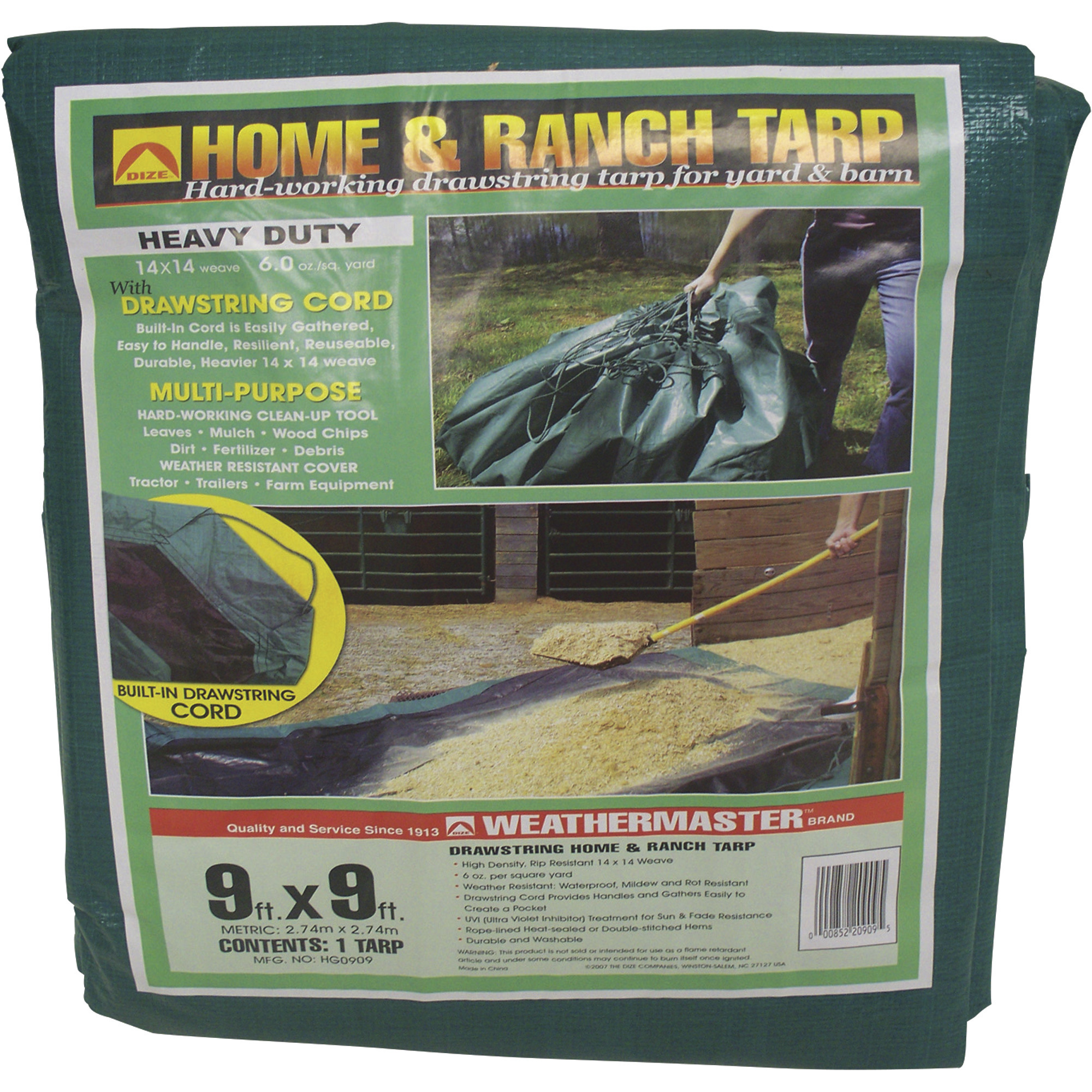 Dize Heavy-Duty Yard Tarp, Green, 9ft. x 9ft., Model# HG0909